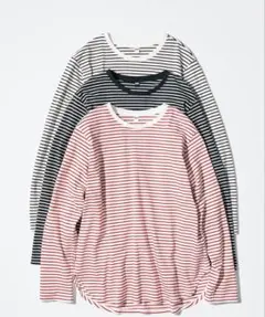 UNIQLO ソフトコットンラウンドヘムT/長袖/ボーダーのサムネイル