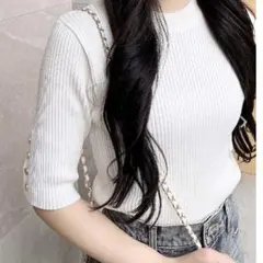 【新品未使用】INGNI 袖ボタン5分袖リブニット