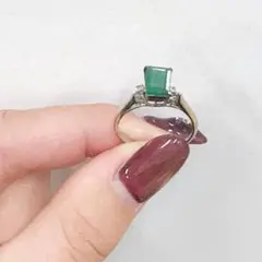 エメラルドカットリング 18K ヴィンテージ 簡易鑑別書付き