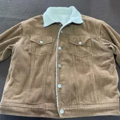 ブラウンコーデュロイボア襟ジャケット