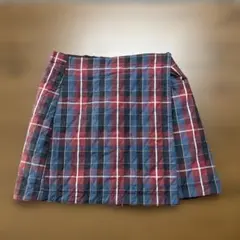 〈セール〉リバーシブル ラップスカート チェック　登山　防寒　M