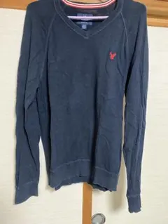 古着AMERICAN EAGLE 男女兼用M 薄手ニット紺