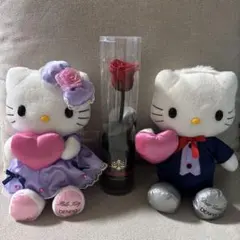 ハローキティ　ディアダニエル　電報（ラベンダーハート）ペアぬいぐるみ　バラ付