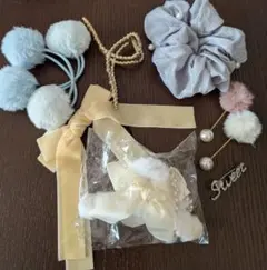 ヘアアクセサリーセット ファー リボン シュシュ ピン 詰め合わせ まとめ
