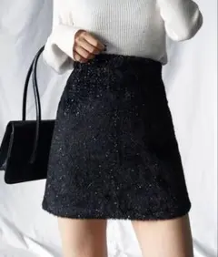 me+em select シャギーファーミニスカート