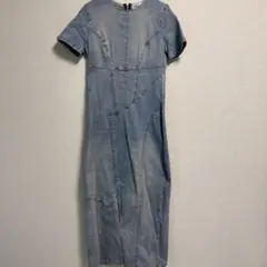 ZARA デニム 半袖ロングワンピース