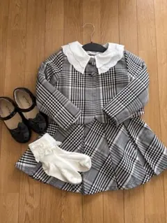 ビーミングバイビームス　キッズ　チェック柄上下、シャツ、靴下、靴セット5点セット