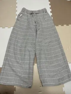 ナチュラルビューティーベーシック グレー系チェック ガウチョパンツ