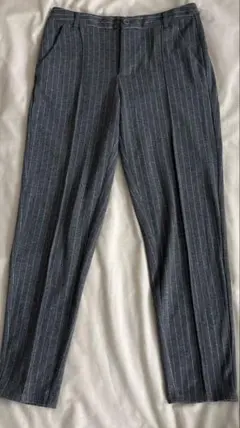 GU テーパードアンクルパンツ ピンストライプ グレー M ジーユー 仕事着