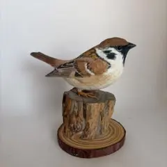 リアルバードカービング 野鳥「キセキレイ 」手彫り 木彫り