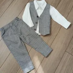 フォーマルスーツ 90cm グレー系チェック