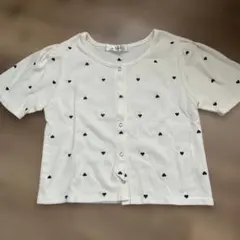 しまむら　ハート柄 半袖カーディガン Mサイズ