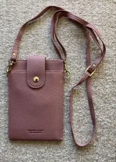 スマホショルダー　スマホポーチ　くすみピンク