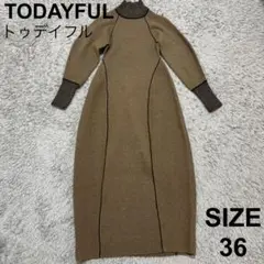 トゥデイフル　TODAYFUL バルーンウールニットドレス　オリーブ　36