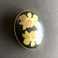 花柄 ブローチ アンティーク ヴィンテージ ブラック レトロ 黒 金 クリップ