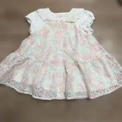 【Bebe 】レースフリルのAラインワンピース　80-90cm