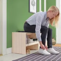IKEA イケア　ラッグベリ　ベンチ 靴収納付き　パイン材　60x35x45cm