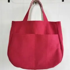 メキシカンドビー織り　ラウンドトートバッグ　レッド