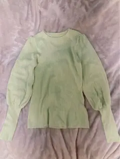 ViS 薄緑 バルーンスリーブ ニット