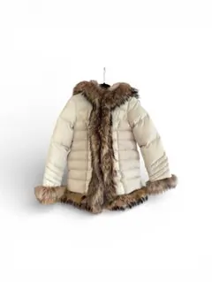 Otto（オットー）ホワイトダウンジャケット フード付き ラクーンファー