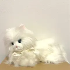 昭和レトロ 希少 ペルシャ猫 白猫 ピンク リボン ぬいぐるみ 人形