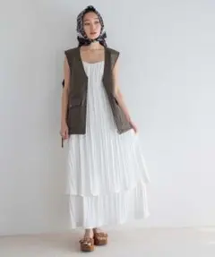 JEANASIS　プリーツキャミワンピース ホワイト