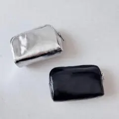 牛革3ポケットラウンドポーチ　シルバー