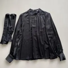 新品 SCOTCLUB レースアップシャツ 洗える ブラウン 長袖 ブラウス 
