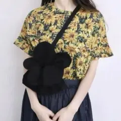 l'atelier du savon お花咲いた！ハッピーサコッシュ 黒のサムネイル
