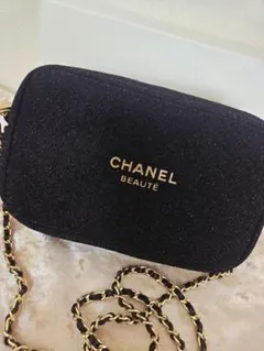 箱付き CHANEL ノベルティ チェーン付きポーチ ショルダーバッグ ラメ入り