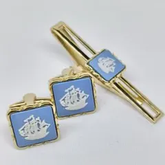 WEDGWOOD カフス タイピン セット 帆船 ジャスパー ゴールドのサムネイル
