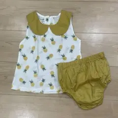 【値下げ中】パイナップル柄　女児　ノースリーブセット 12-18ヶ月