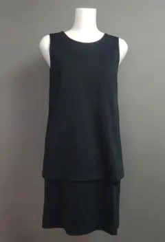 BALLSEY ノースリーブひざ丈レイヤードワンピース黒サイズ38(М)日本製