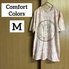 Comfort Colors【M】ピンク スマイリーTシャツ 半袖 タイダイ柄