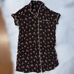 GU フラミンゴ柄 半袖 パジャマ ワンピース L