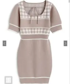 GRL ギンガムチェック柄配色ラインニットミニワンピース[za008]