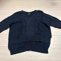 UNITED ARROWS ケーブルニット Vネック ネイビーのサムネイル