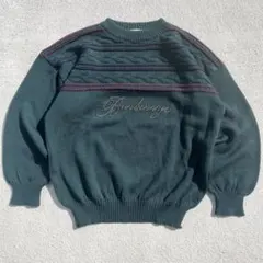 Burberry バーバリー　刺繍ナイトロゴ ケーブル編みニットセーター　90s