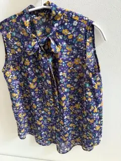SENSE OF PLACE 花柄シアーノースリーブトップス