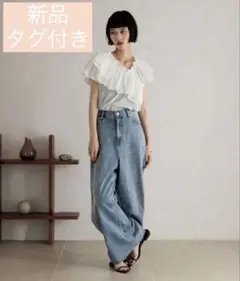 【新品タグ付き】LOWRYSFARM アシメフリルギャザーＳＳ