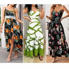 超お得！キャミドレス3点 新品 フラダンス タヒチアンダンス ドレス ワンピース