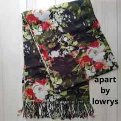 マフラー　花　フラワープリント　アパートバイローリーズ　ブラック