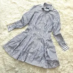 【極美品】ポロラルフローレンシャツワンピース Aライン ストライプ ブルー 4