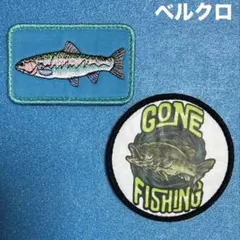 A1352 米国　フィッシング　刺繍&プリント　パッチ ベルクロ　釣り好き