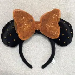 ディズニー ミニー ハロウィン カチューシャ　黒×オレンジ
