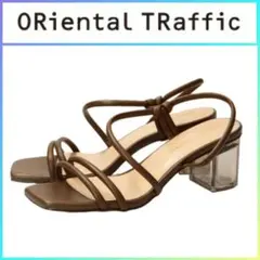 未使用に近い オリエンタルトラフィック ナローストラップ クリアヒール サンダル