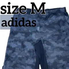 アディダス ハーフパンツ M ネイビー 幾何学迷彩 速乾 スポーツウェア