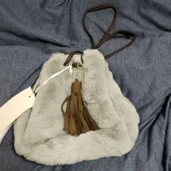 フェイクファー巾着バッグ