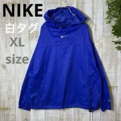 Nike ナイロンアノラックパーカー 白タグ　青　希少　センターロゴ　XL