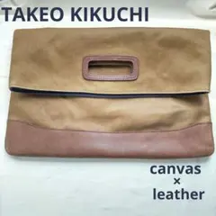 TAKEO KIKUCHI タケオキクチ キャンバス×レザー クラッチバッグ